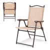 Set of 2 Patio Folding Sling Back Camping Deck Chairs