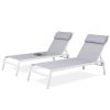 Outdoor Chaise Lounge Adjustable Patio Reclining Lounger Chair with Removable Headrest