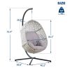 Large Hanging Egg Chair with Metal Stand and UV Resistant Cushion Hammock Chairs with C-Stand for Outdoor Indoor