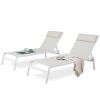 Outdoor Chaise Lounge Adjustable Patio Reclining Lounger Chair with Removable Headrest