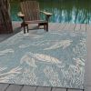 Home Decor Coastal Bordered Coral Reef Indoor/Outdoor Accent Rug