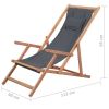 Folding Beach Chair Fabric and Wooden Frame Gray