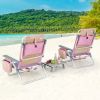 2 Pack 5-Position Outdoor Folding Backpack Beach Table Chair Reclining Chair Set