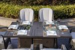 7 PCS Patio Gas Firepit and Ice Container Rectangle Dining Set with 6 Standard Height Chairs