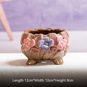 Rose Succulent Flower Pot Stoneware Korean Hand-kneading Breathable Ceramic (Option: A-12 × 12 × 8CM)